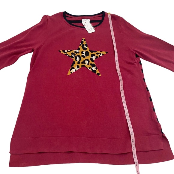 Crown & Ivy Cranberry Multicolor Intarsia Star Sweater With Stripes, Size Large - Picture 11 of 14